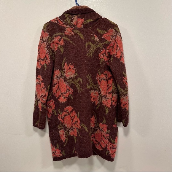 Free People flower power floral pink alpaca cardigan Sweater! Oversized XS - Picture 7 of 7